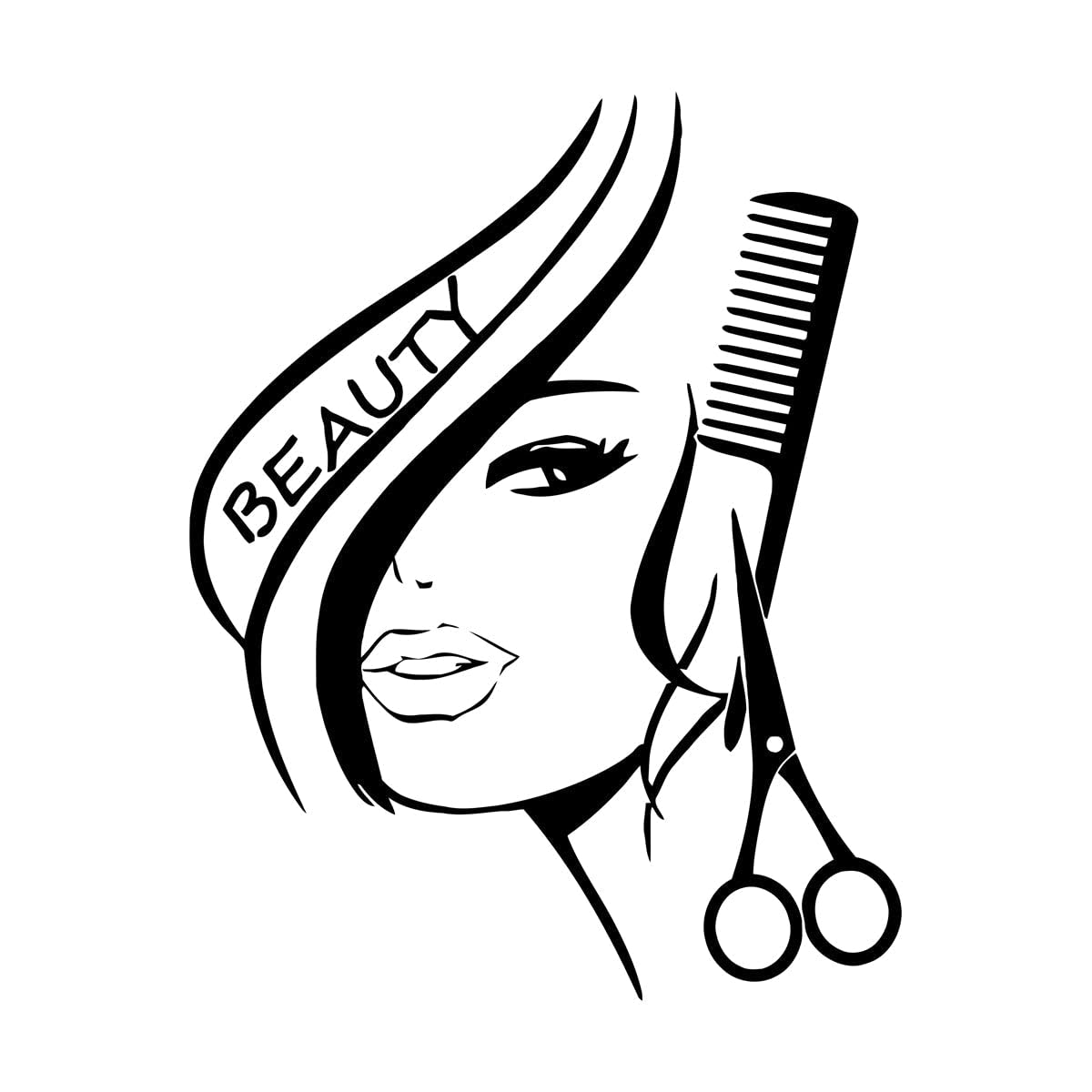 Lzhouting Girls Wall Stickers 5323 Hair Beauty Salon Wall Art Stickers Barbershop Sexy Decor Hairdressing Vinyl Wall Decals Fashion Wallpaper Bedroom Small - 42X54cm