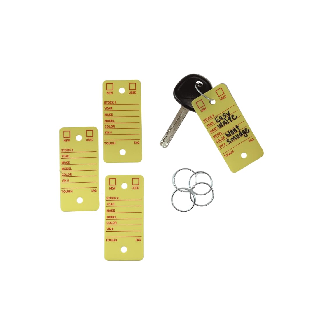 500 Yellow Poly Key Tags With Rings - Key Identification Tags For ...