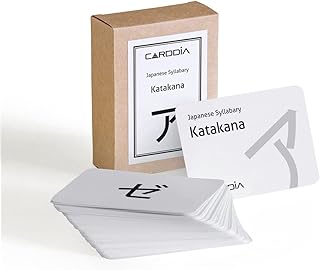 Japanese Syllabary - Katakana Flash Cards (with Stroke-Order Diagrams and Example Words), Standard Playing Card Size, Sturdy, Water Resistant