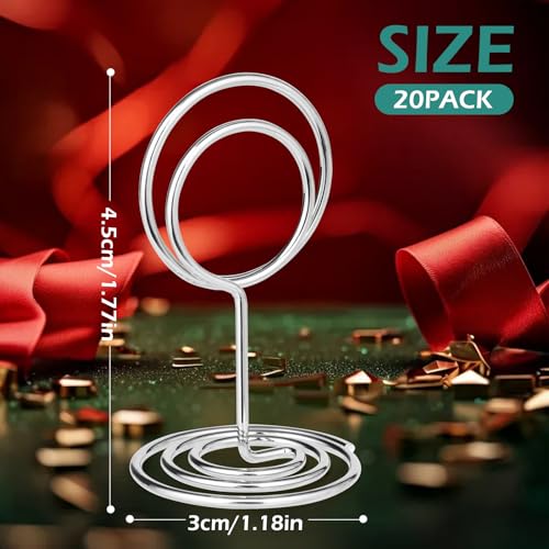 GeeRic Table Number Holders 20 Pcs Place Card Holders, Wire Photo Holders for Tables, Dining Room, Restaurant, Wedding Reception Party Silver