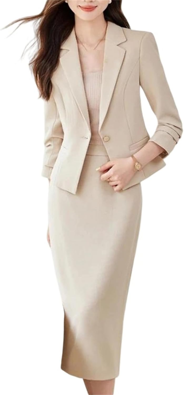 Women’S Professional Two Piece Suit Jacket Skirt Elegant Comfortable Formal Suit Sets