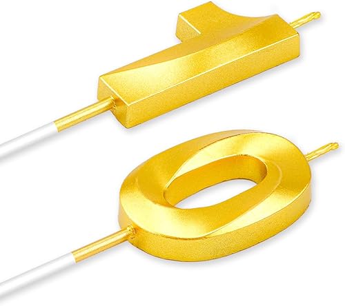 Miniatura 4 de Velas doradas de cumpleaños número 10, números de feliz cumpleaños para decoraciones de pasteles