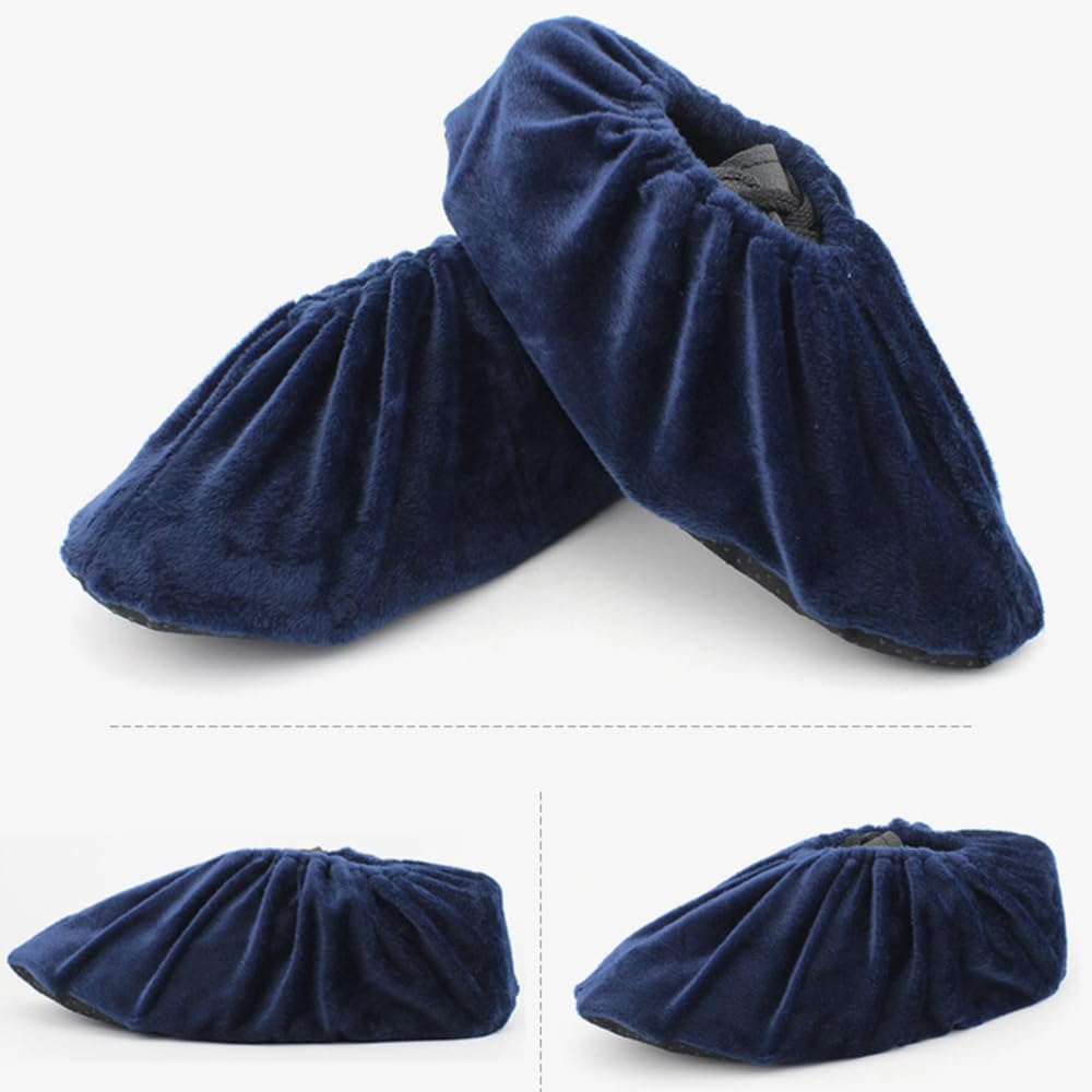 tooloflife Couvre-chaussures lavables et réutilisables, couvre-chaussures en flanelle antidérapants, anti-poussière pour bottes d'intérieur pour tailles de 36 à 44