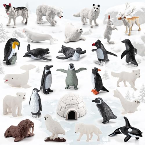 Dhqkqg Figuras de Animales, 26 Piezas Animales Polares, Animale's de Juguete En Miniatura, Figuras de AnimalePolares, Juego de Juguete Ártico, Figuras de Animale Realistas, Decoración de Fiesta