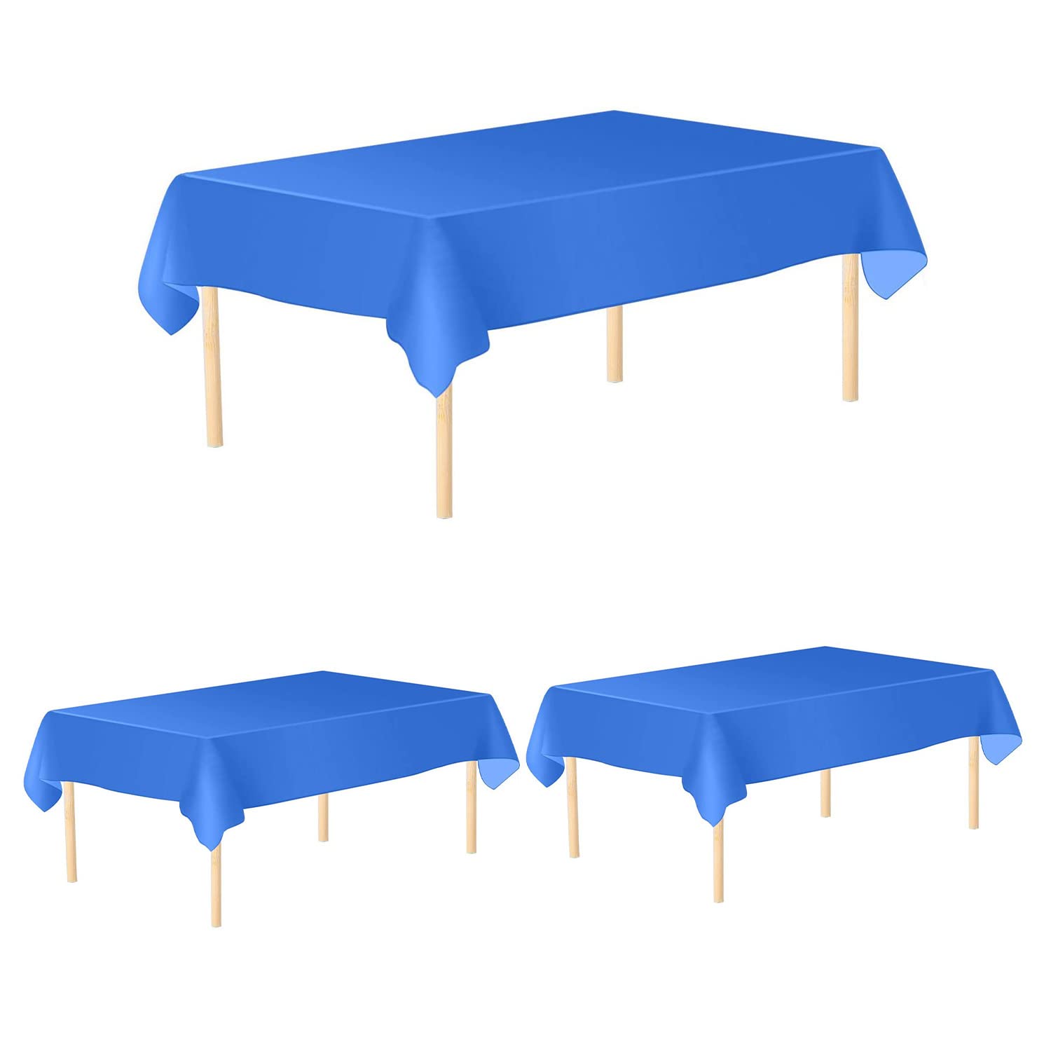 WedDecor Royal Blue Plastic Tablecloth 54 x 108 Inch Rectangle Party Disposable Table Covers for Indoor & Outdoor Birthday, Picnic, Christmas, Weddings, Baby Shower, Party Decorations, 3pcs