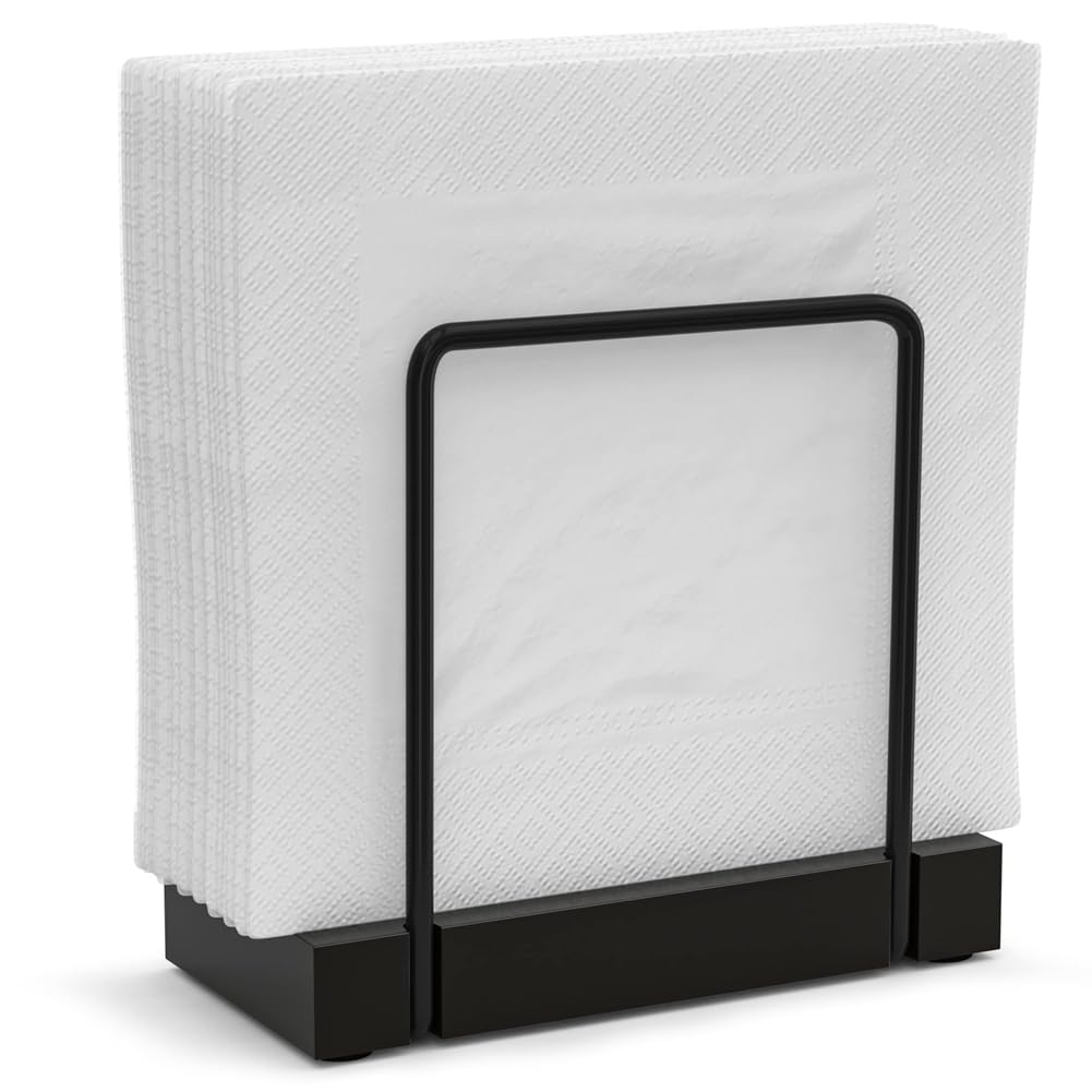 CTRLZS Napkin Holder for Table, Bamboo Iron Standing Napkin Dispenser for Kitchen Dining Farmhouse Cocktail Picnic Bar Rustic