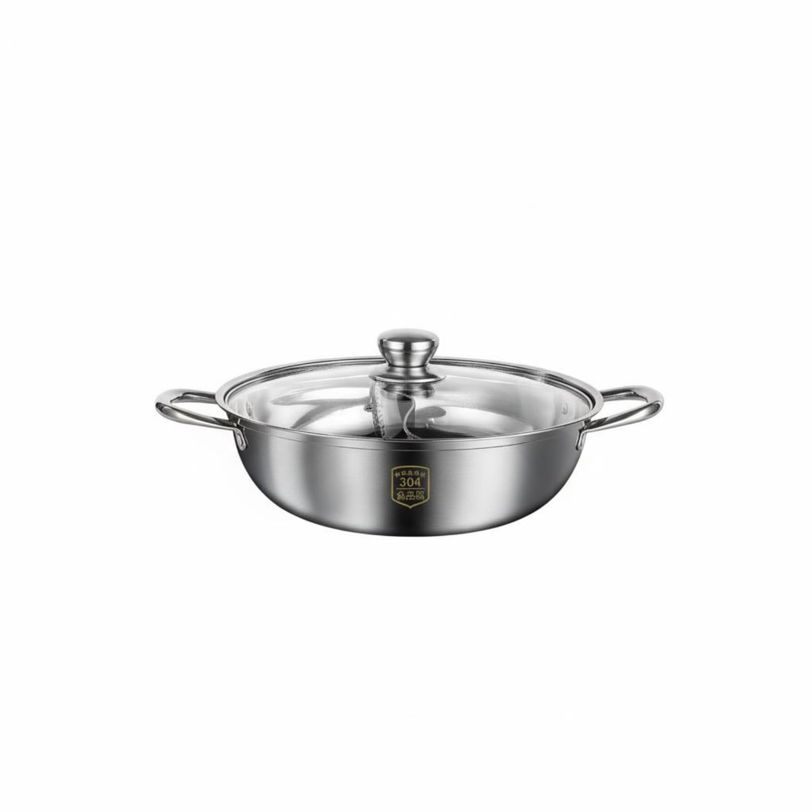Pentola a Doppio Scomparto Pentola Hot Pot Pentola per Zuppe Casseruola Pentola per in Acciaio Inox 304 Superficie Antiadherente Naturale Pulizia, 34 Cm, style to 12
