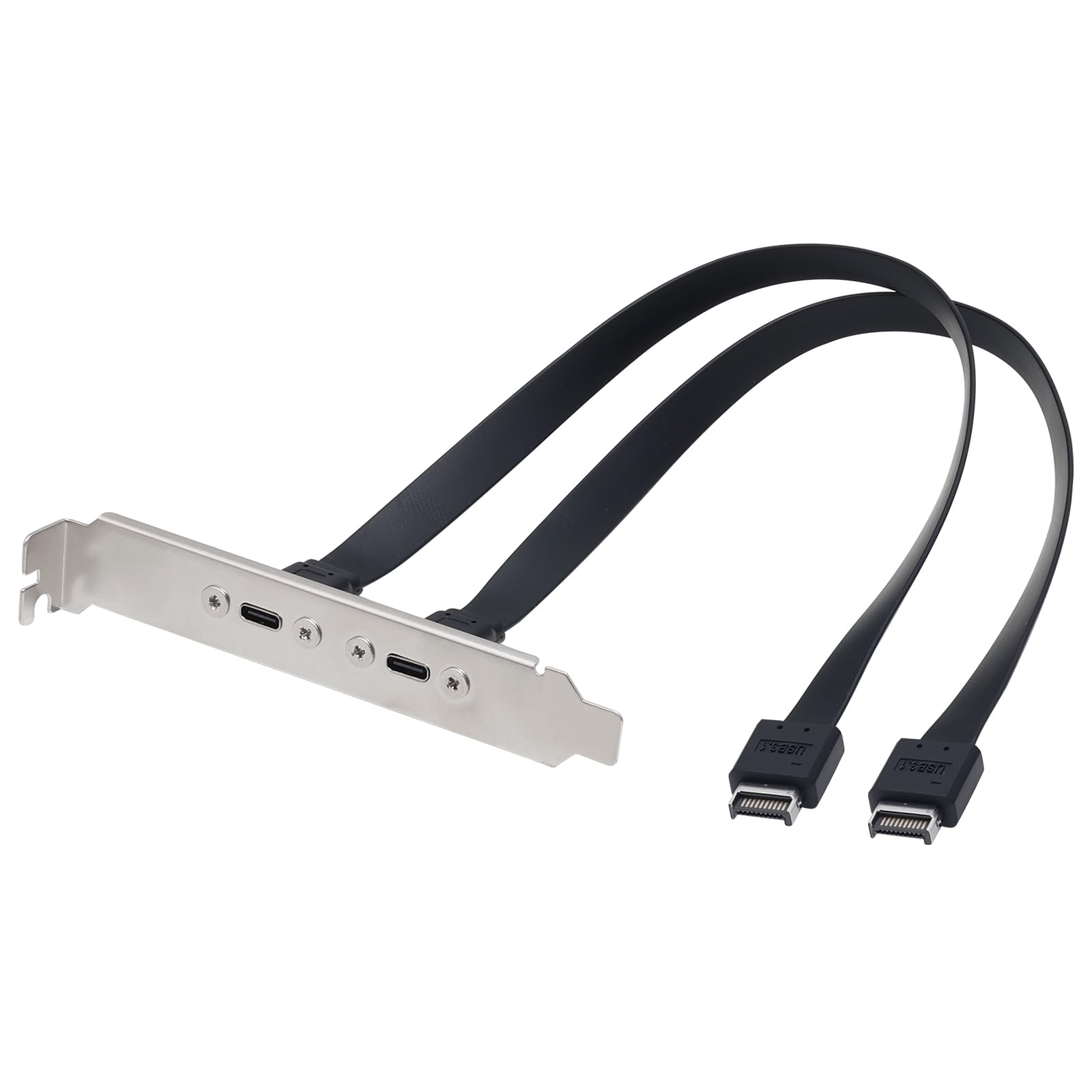 QINJOOELC USB 3.1 20Pin Type-E IDC Front Panel Header Type-C Extension Cable with PCIE Bracket 10Gbps Type E Male to USB C Female Extension Cable with