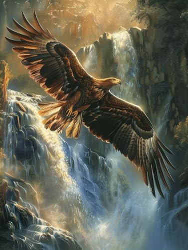 Peinture par numero enfant aigle géant toile de lin et pinceaux de précision