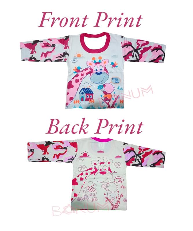 Image of BONUM Full Sleeves Printed Cotton Dress For Baby Boy & Girl Clothing Set Top With Pyjama Pants Unisex Newborn Wear Combo (Pack of 3, Multi)