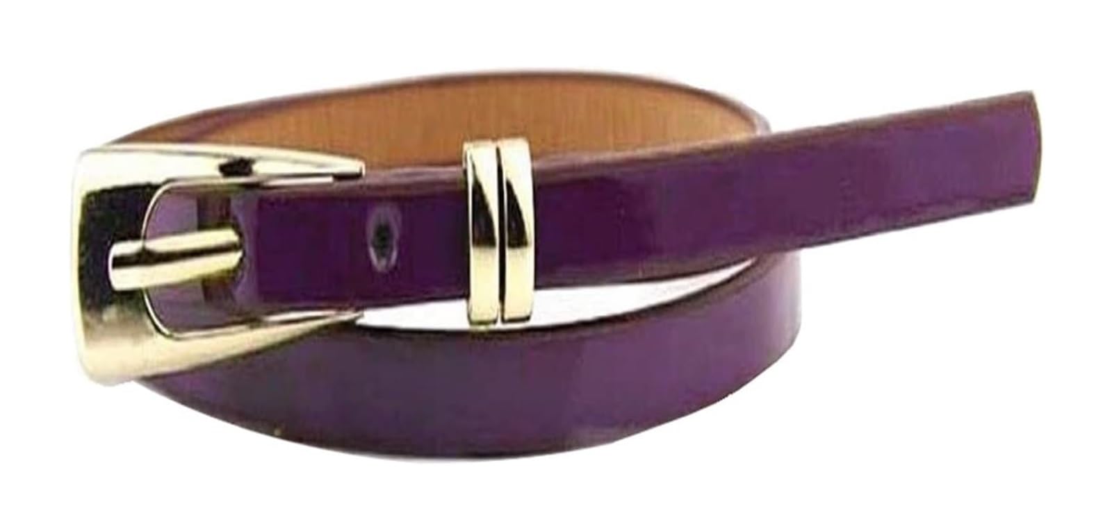 dfEDRd Ladies Waist Belt, 105cm Candy Color Womens Leather Belt Width 1cm Thin Waistband Dress(Purple)