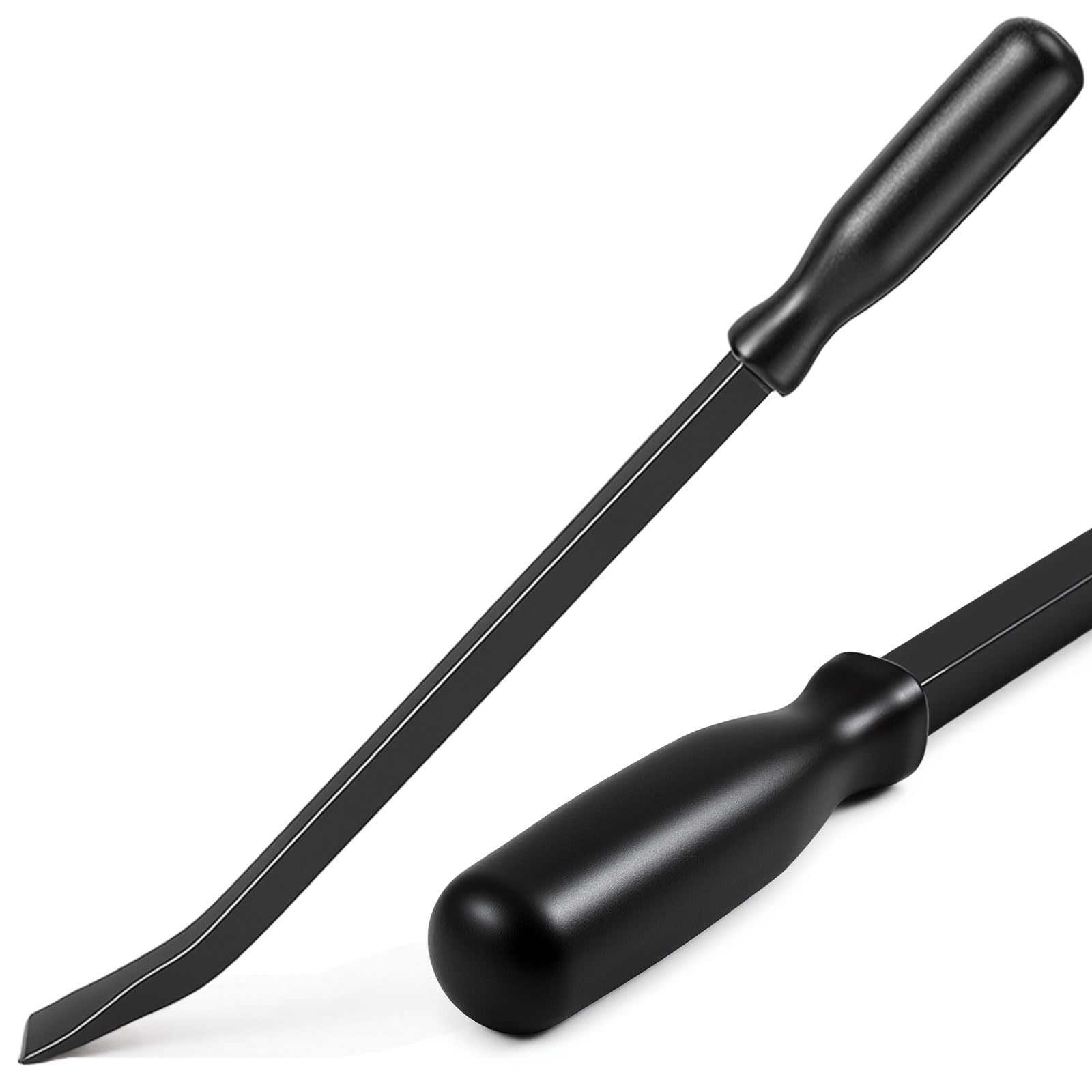 12 Inch Non-metal Striking Cap Pry Bar Long Heavy Duty Pry Bar with Mechanic's Handle for Positioning Aligning Prying Iron Worker Tools (Black)