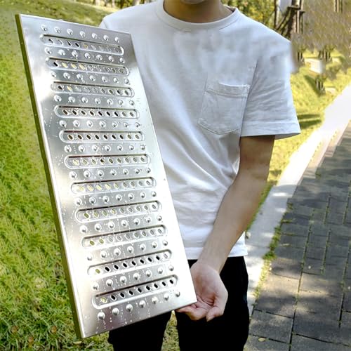 XAXIAMZ Stainless Steel Channel Drain Grate Plate, Yard Rain Gutter Cover for Concrete/Pavers, Sewer Drainage Trench Deck for Patio(W-15cm(5 7/8"))