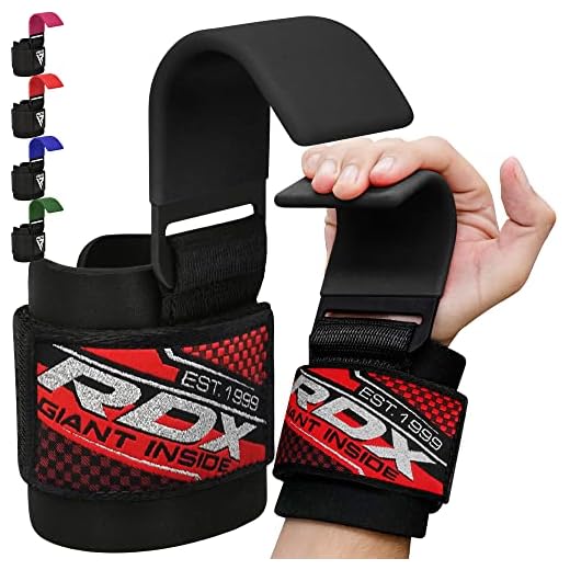 RDX Weight Lifting Hooks Straps Pair, Non-Slip Rubber Coated Grip, 7mm Neoprene Padded Wrist Wrap Support Powerlifting Deadlift Pull Up Fitness Strength Training, Gym Bodybuilding Workout, Men Women