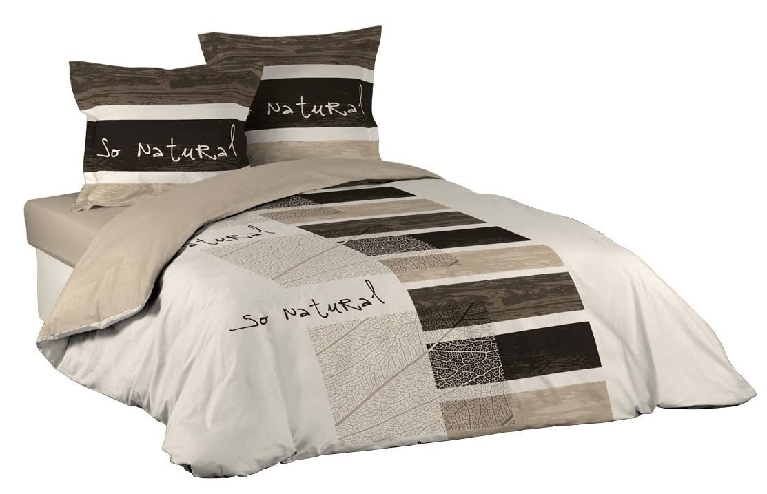 Douceur d'Interieur 3-Piece 240 x 220 cm 42 Yarns Printed So Natural Allover Bed Linen Set, Multi-Colour