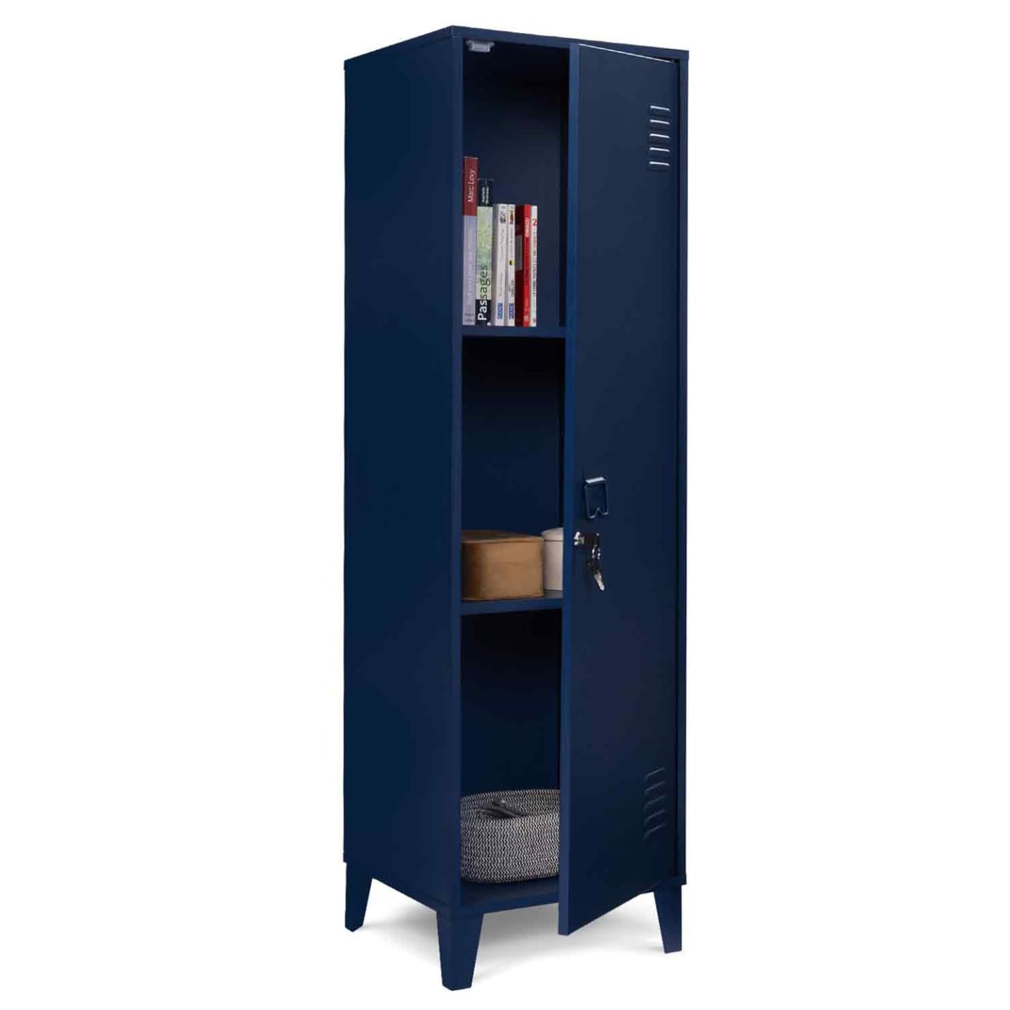 IDMarket - Armoire vestiaire Ester métal Bleu foncé Design Industriel