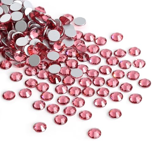 Image of Glue Fix Flatback Rhinestones Glass Diamantes Gems for Nail Art (ss12 1440pcs, Rose)