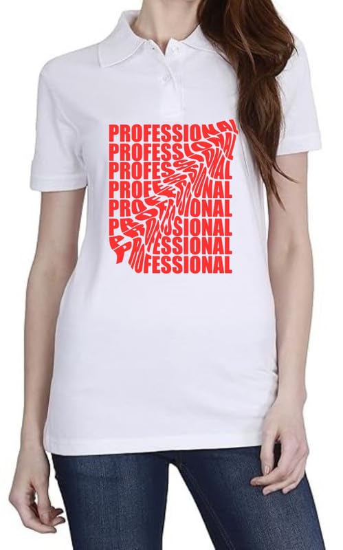 Professional (RED) White Women Polo T-Shirt-picture-44