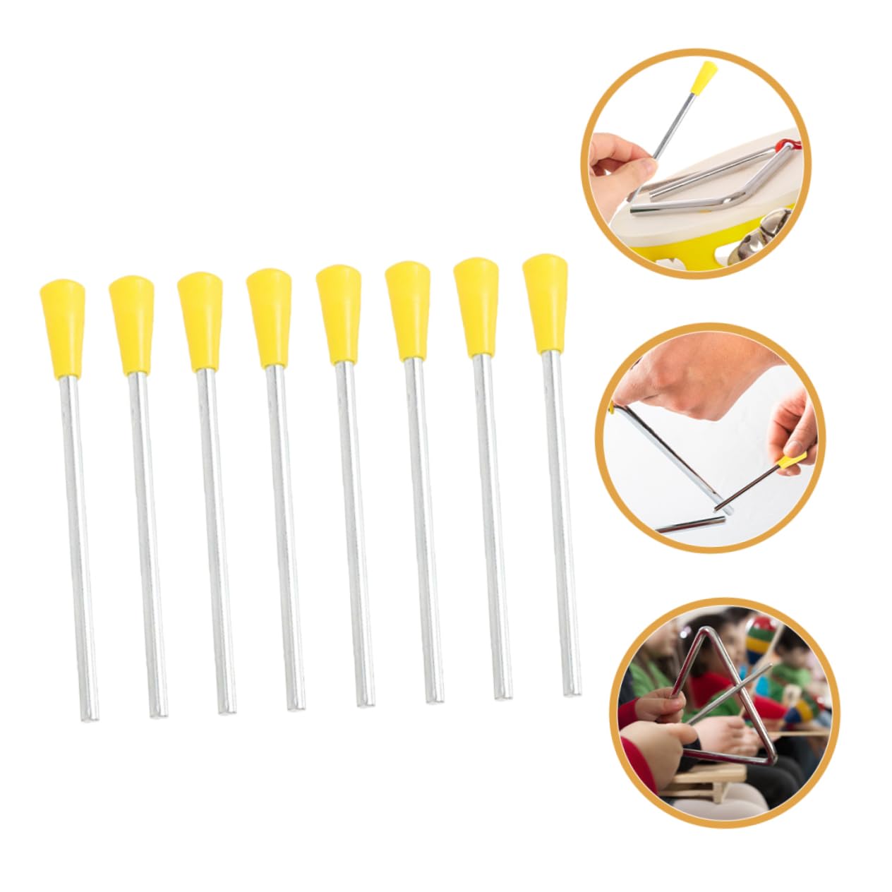 Milisten 8pcs Triangle Iron Mallets Durable Metal Hammers for Smooth Surface for Safe Use Beginner Music Instrument for Rhythm and Sound Integration