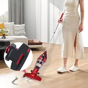CITRODA Stick Lightweight Bagless Vacuum Cleaner with Crevice Tool, 2-in-1, Handheld & Stick, Dry Vacuuming, for Home Use, 600W, 15 Kpa Suction Power (Red)