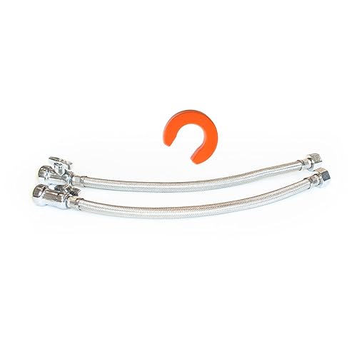 Kit de manguera de suministro de agua para grifo de 12 x 20 pulgadas y válvula de cuarto de vuelta con clip de desconexión, accesorio de fontanería
