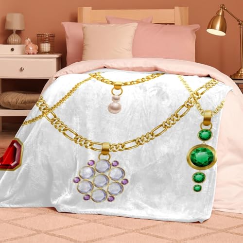 Couverture Polaire Collier en Or 150x200cm pour Lit et Canapé - 8