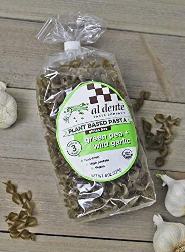 Al Dente Plant Based Pasta Green Pea + Wild Garlic, 8 Ounce (Pack of 6)