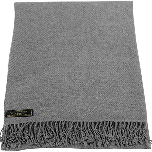 CJ Apparel Blue Grey Gray 100% Cashmere Shawl Gray Pashmina Scarf Wrap Stole Head Wrap Hand Made in Nepal New2