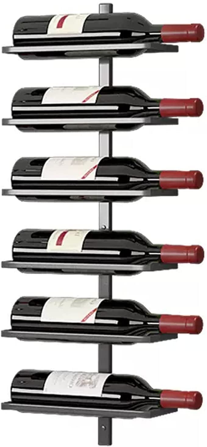 Vertical Wine Display Shelf Farmhouse Wall Mount Wine Rack | Industrial  Metal Holder For 5 Bottles | Black 5 Bottle Wine Display, image size:679x1469