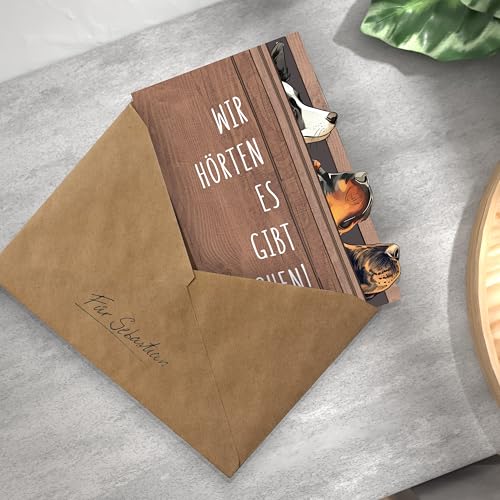Grußkarte Hunde Holzkarte - Geburtstagskuchenkarte Geburtstagskarte | Postkarte für Hundebesitzer, Tierische Hunde-Geburtstagskarte, Hunde-Postkarte, Hundeliebhaber