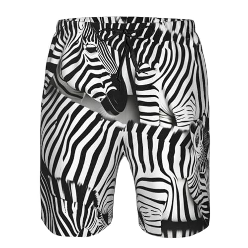 Zebra Print Mens Casual Shorts Drawstring Summer Beach Stretch Shorts Novelty Swimtrunks4