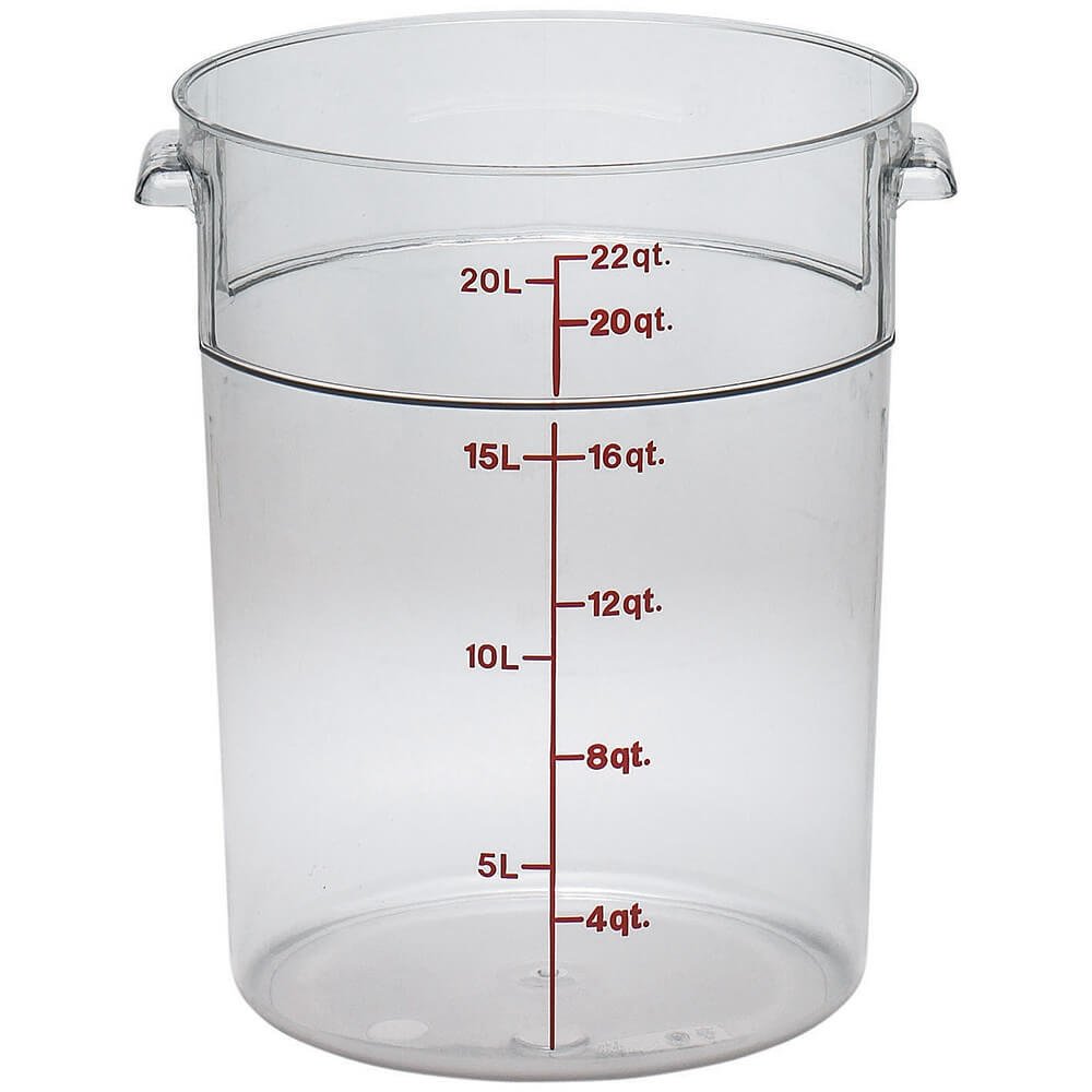 22 qt Polycarbonate Food Storage Container - Camwear Round (78596) (Pack of 1) by Cambro – 22 Quart (Pack of 1), 20.812 liters, Polycarbonate (PC), Clear, Model RFSCW22135