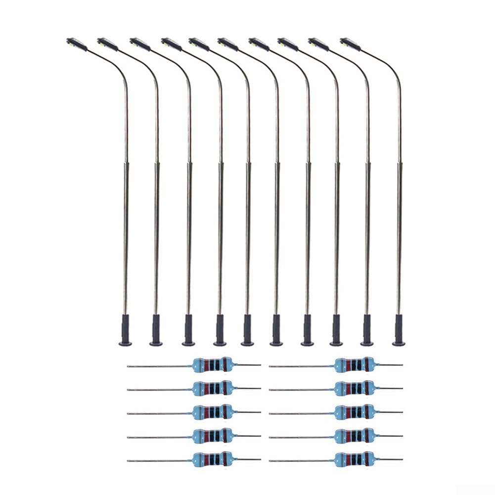 10PCS 1:50 O Scale Model Trains Light Poles LED Lighted Street Lamps 210Mm Height For Railway Building Layout
