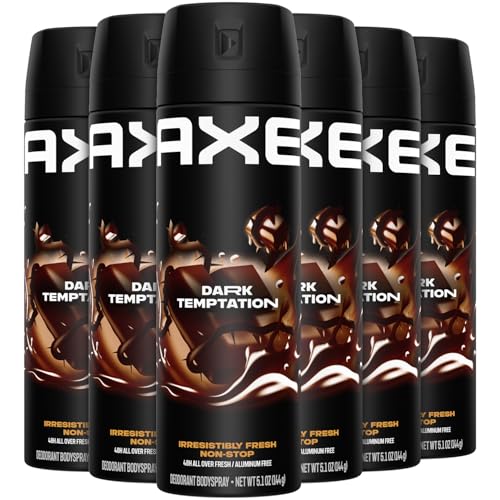 AXE Aluminum-Free Body Spray XL Dark Temptation 6-Pack, 48H Odor Protection, 5.1 Fl Oz Ea
