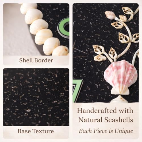 Image of Sea Shell Wall Clock Black | Decorative Coastal Ocean Theme Silent Non-Ticking Analog Clock for Home, Living Room, Bedroom & Office