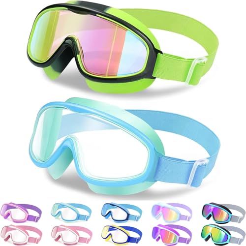 Vvinca Kinder-Schwimmbrille mit Comfort-Stoffband Weitwinkel Anti-Beschlag/UV Schutz Wasserdichte Schwimmbrille für 3-14 Jahre