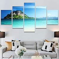 SIGNWIN 5 Panel Canvas Wall Art Modern Art Beach Coastal Expressive Global Multicolor Photography for Home Decorations Ready to Hang - 60