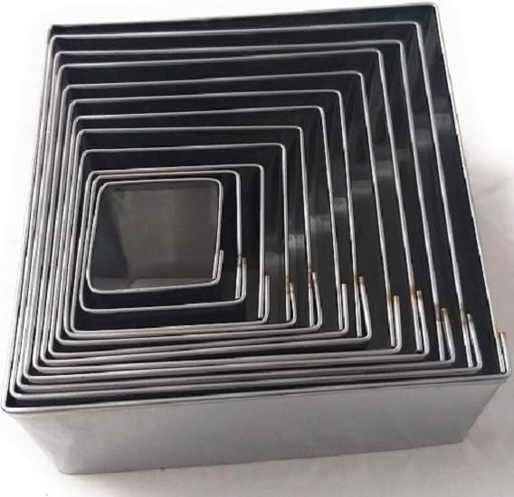 Image of W.A Bakers Heart Shape Stainless Steel Cookies Cutter 2 Inchi Height Set of 12 Pcs (Square Shape)
