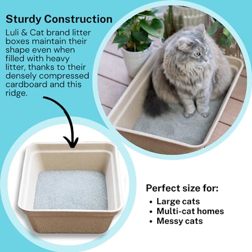 Image of Disposable Litter Box for Cats | Thick and Sturdy Jumbo Sized 4-Pack