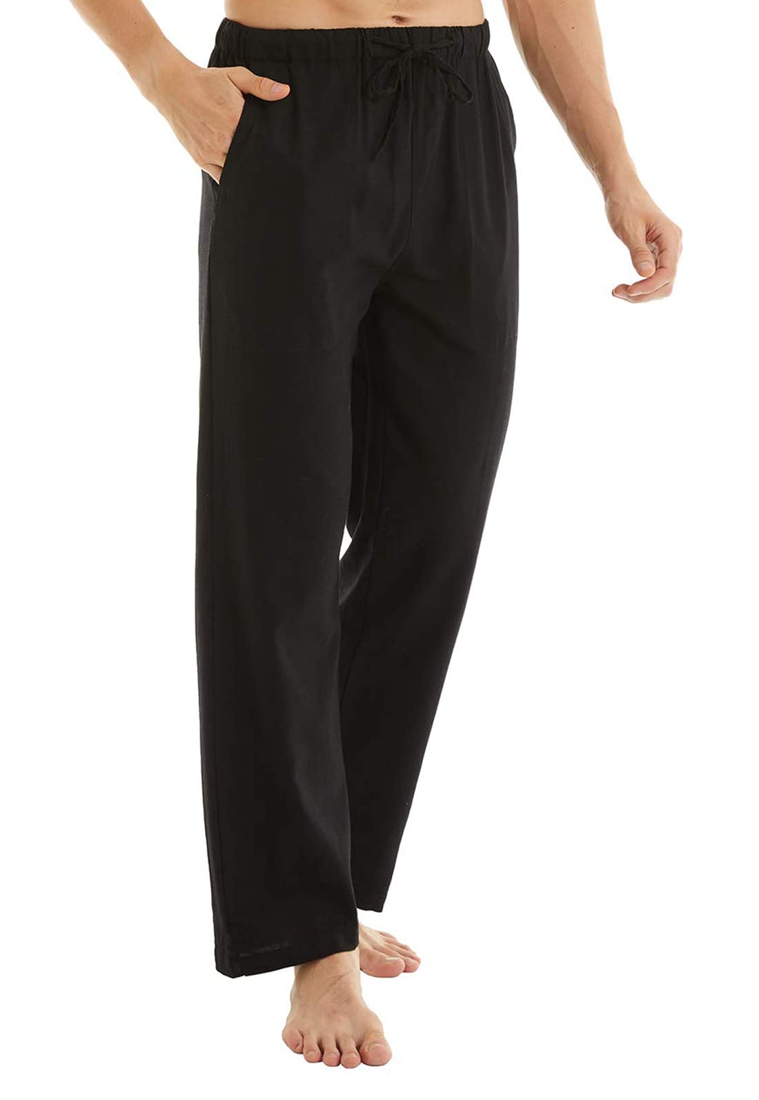 YuKaiChen Herren Leinenhose Herren Lang Sommerhose Weit Leicht Loose Fit Freizeithose Yoga Urlaub Strandhose mit Kordelzug