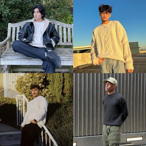 Aelfric Eden Herren Basic Pullover Damen Oversized Strickpullover Rundhals Unisex Einfarbig Pulli Gestrickt Lose Winterpullover Casual Sweater - Image 4