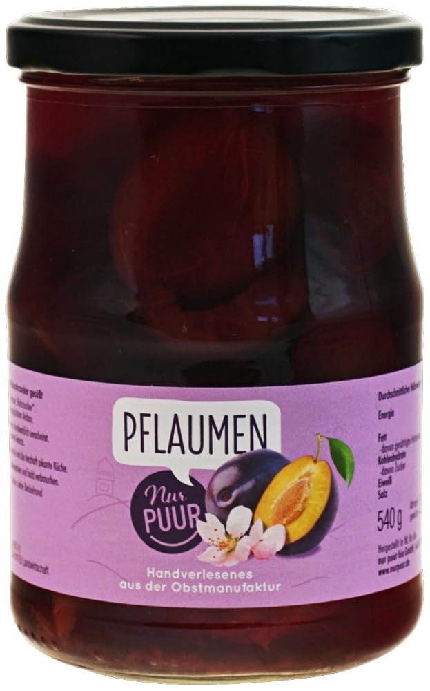 Pflaumen, halbe Frucht, entsteint, mit Rohzucker 12 x 540 g