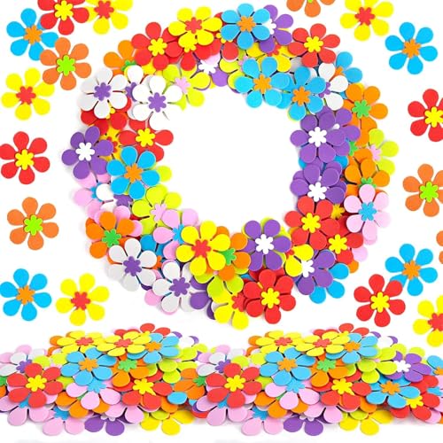 LOVEINUSA 160 PCS Foam Flower Stickers Flowers Embellishments for DIY Crafts Sewing Handcraft Scrapbooking Decor Assorted Colors Not Self-Adhesive