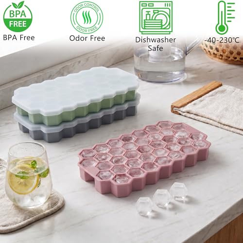 Bandejas de silicona para cubitos de hielo con tapa, 3 unidades miniatura 3