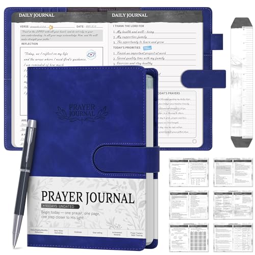 Journal de prière femme et planificateur biblique chrétien bleu non daté Ospelelf
