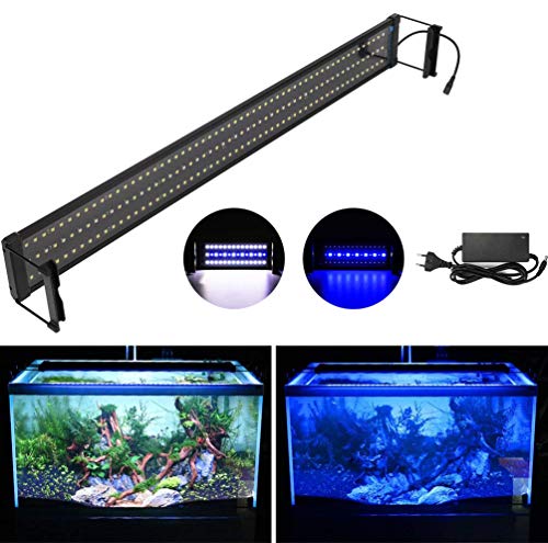DOCEAN Luz Led Acuario, Iluminación LED para Acuarios Lámpara para Peceras SMD 5050, Luz blanca y luz azul, 34W para 94cm-115cm Peceras