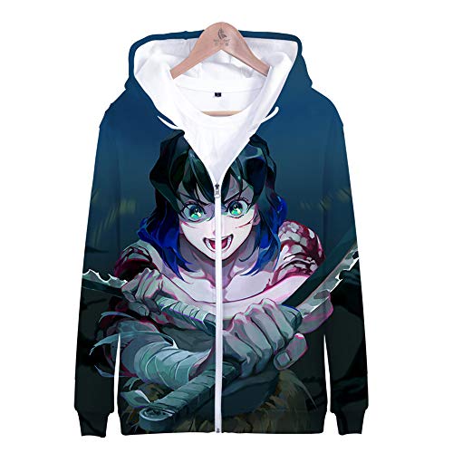 Preisvergleich Produktbild PLMNK Ghost Blade 3D gedruckte Reißverschluss Cartoon Muster Hoodie lässig atmungsaktive Sweatshirt Männer und Frauen Geschenkjacke XXL