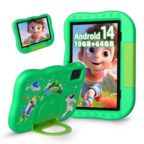 Rebecco Kids Tablet-Android 14, 10GB RAM+64GB ROM, Tablet de 10 Pulgadas para niños con Funda,...