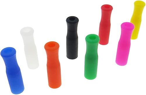 Miniatura 6 de DOITOOL 100 popotes de acero inoxidable con puntas de silicona, reutilizables e insípidas para cócteles, niños, niñas y adultos, al azar