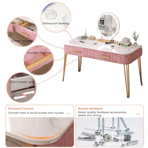 Mesa de tocador LED con espejo y 3 modos para crear tu rincón de belleza ideal 4